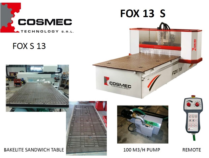 Cosmec Fox 13s CNC Closed Bridge Fixed Table Router